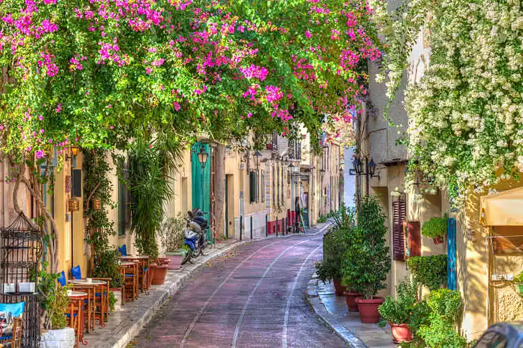 Traditional houses in Plaka area under Acropolis, Athens, Greece