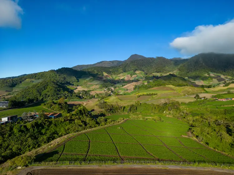 Farmland aerial view in Cerro Punta, Chiriqui, Panama